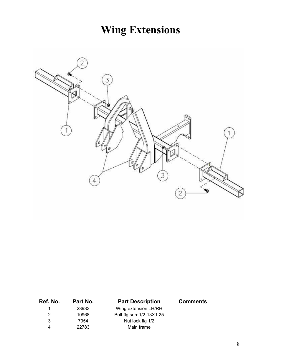 Wing extensions | Veris Technologies MSP - Parts Manual User Manual | Page 8 / 27