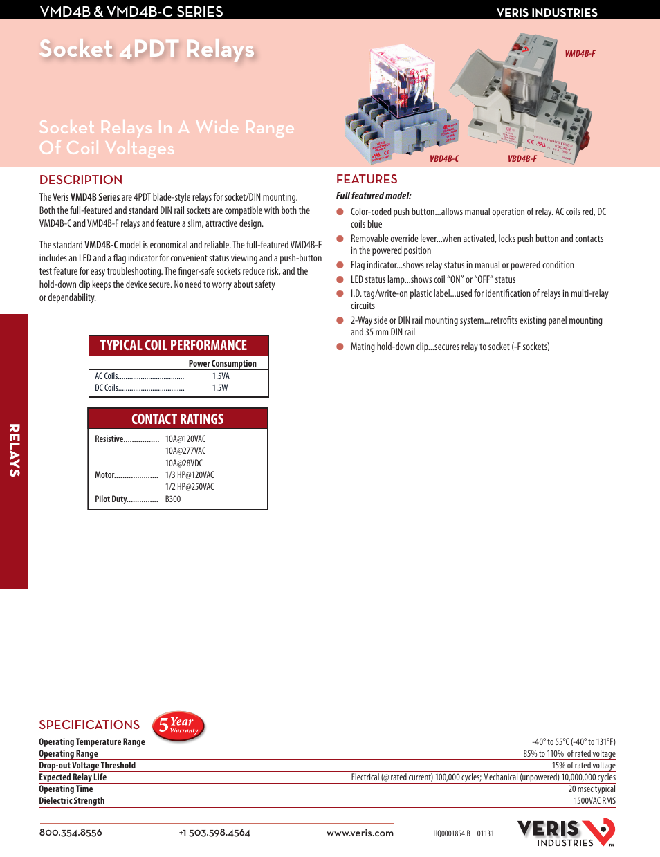 Veris Industries VMD4B-C SERIES Datasheet User Manual | 2 pages