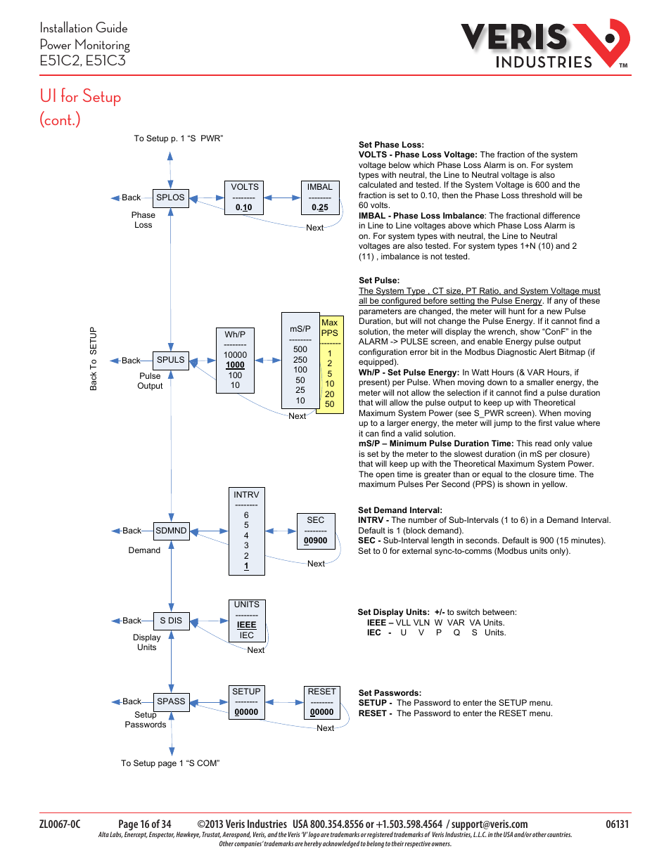 Ui for setup (cont.) | Veris Industries E51C3 Install User Manual | Page 16 / 34