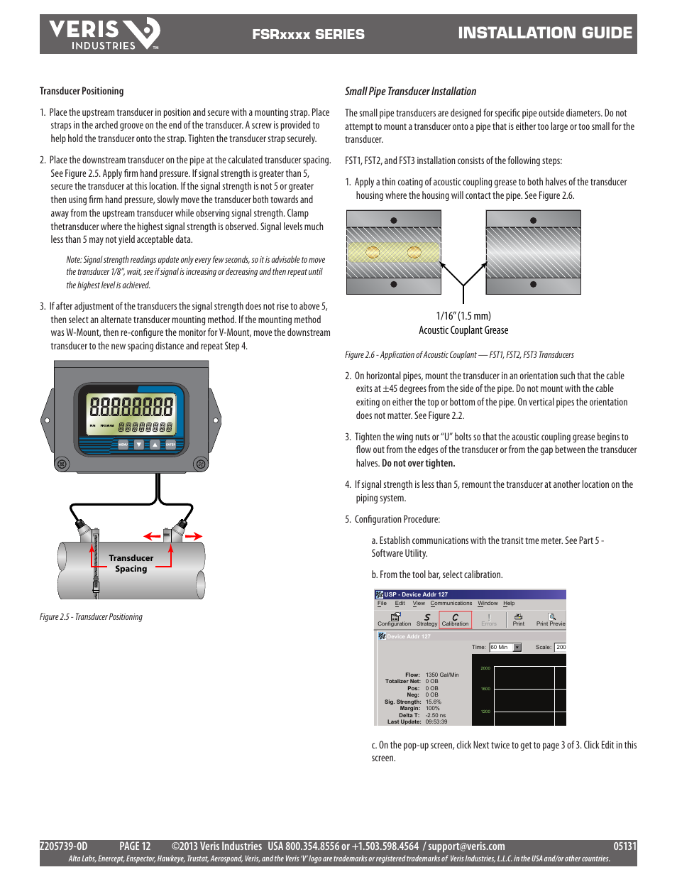 Installation guide, Small pipe transducer installation | Veris Industries FSRxxxx SERIES Install User Manual | Page 12 / 59