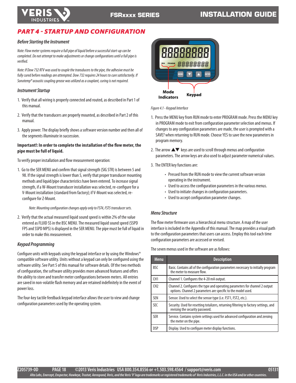 Installation guide, Part 4 - startup and configuration | Veris Industries FSRxxxx SERIES Install User Manual | Page 18 / 59