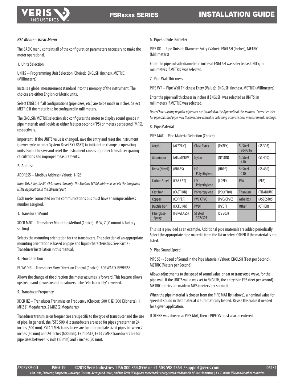 Installation guide | Veris Industries FSRxxxx SERIES Install User Manual | Page 19 / 59