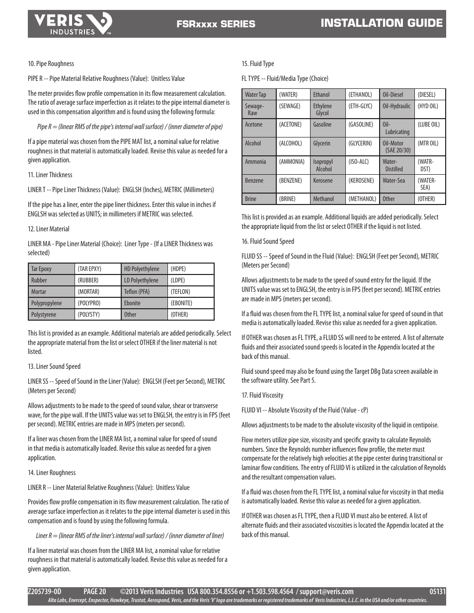 Installation guide | Veris Industries FSRxxxx SERIES Install User Manual | Page 20 / 59