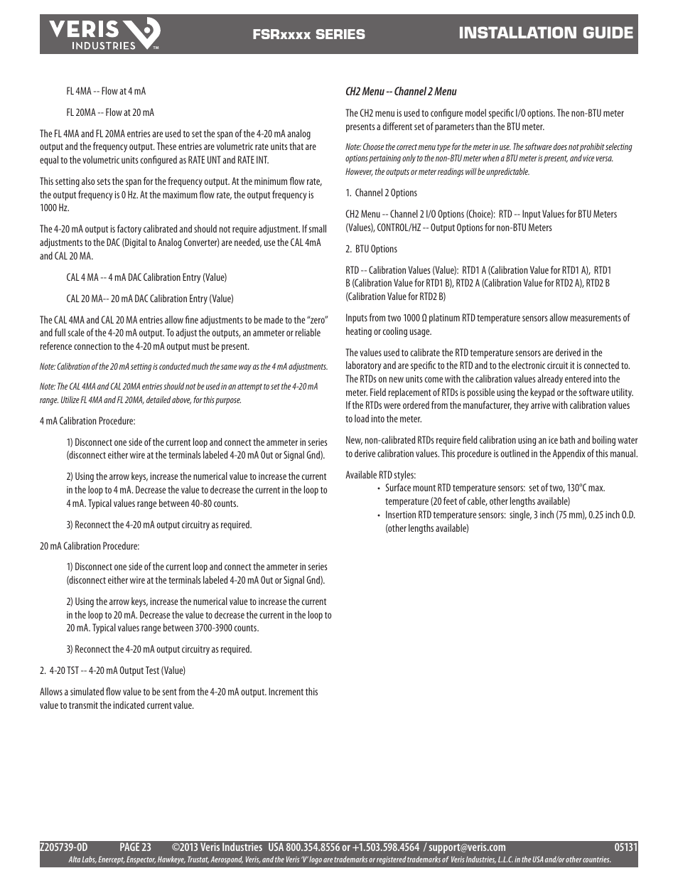 Installation guide | Veris Industries FSRxxxx SERIES Install User Manual | Page 23 / 59