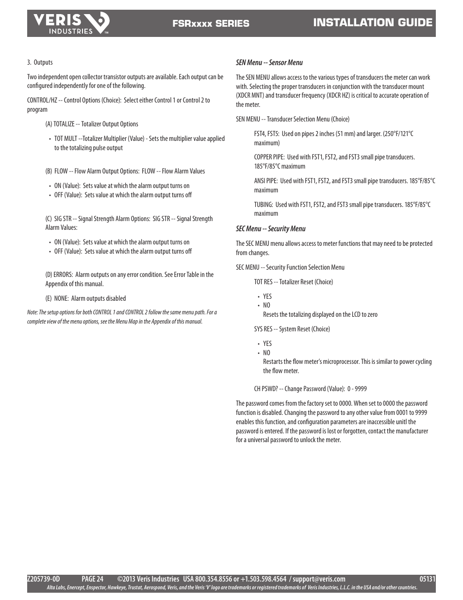 Installation guide | Veris Industries FSRxxxx SERIES Install User Manual | Page 24 / 59