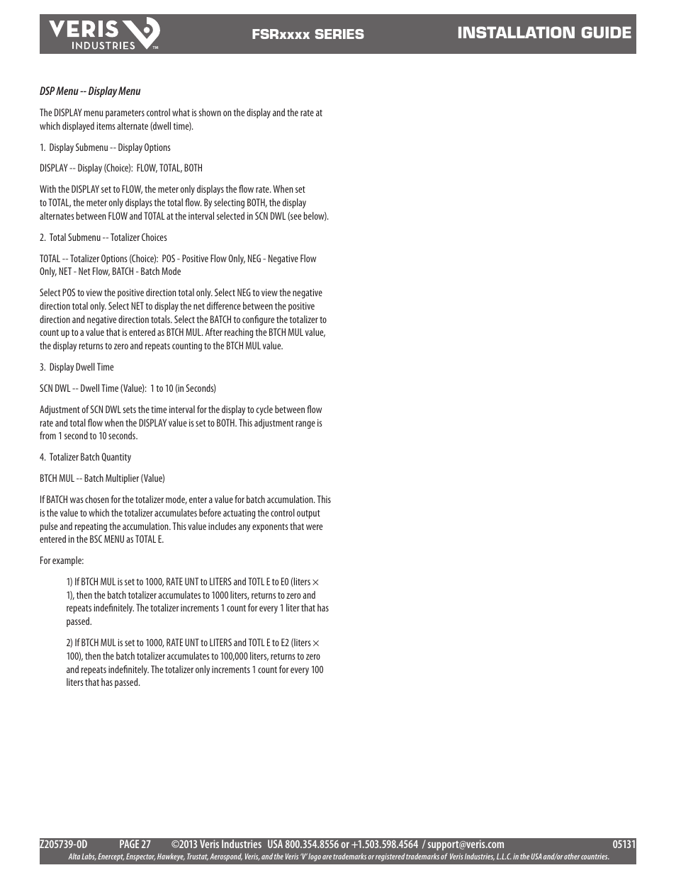 Installation guide | Veris Industries FSRxxxx SERIES Install User Manual | Page 27 / 59