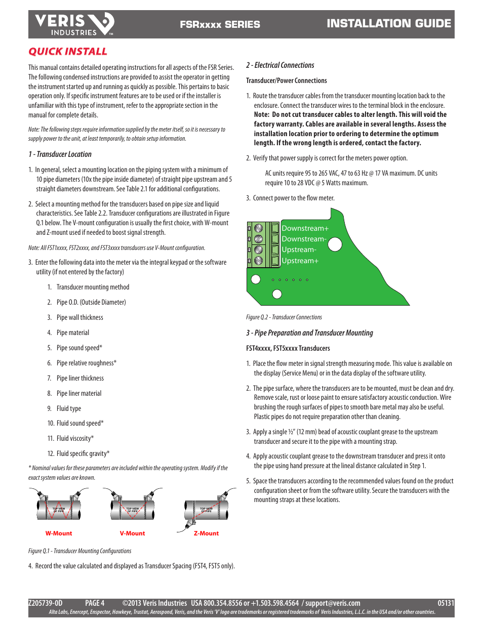 Installation guide, Quick install | Veris Industries FSRxxxx SERIES Install User Manual | Page 4 / 59