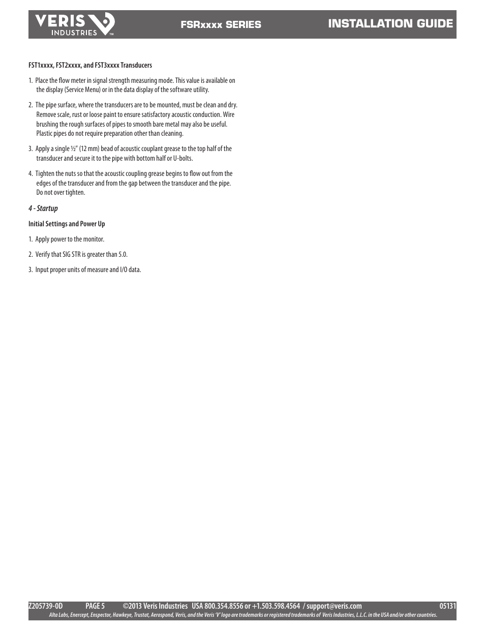 Installation guide | Veris Industries FSRxxxx SERIES Install User Manual | Page 5 / 59