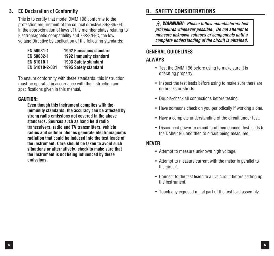 B. safety considerations | Veris Industries 196 Manual User Manual | Page 4 / 23