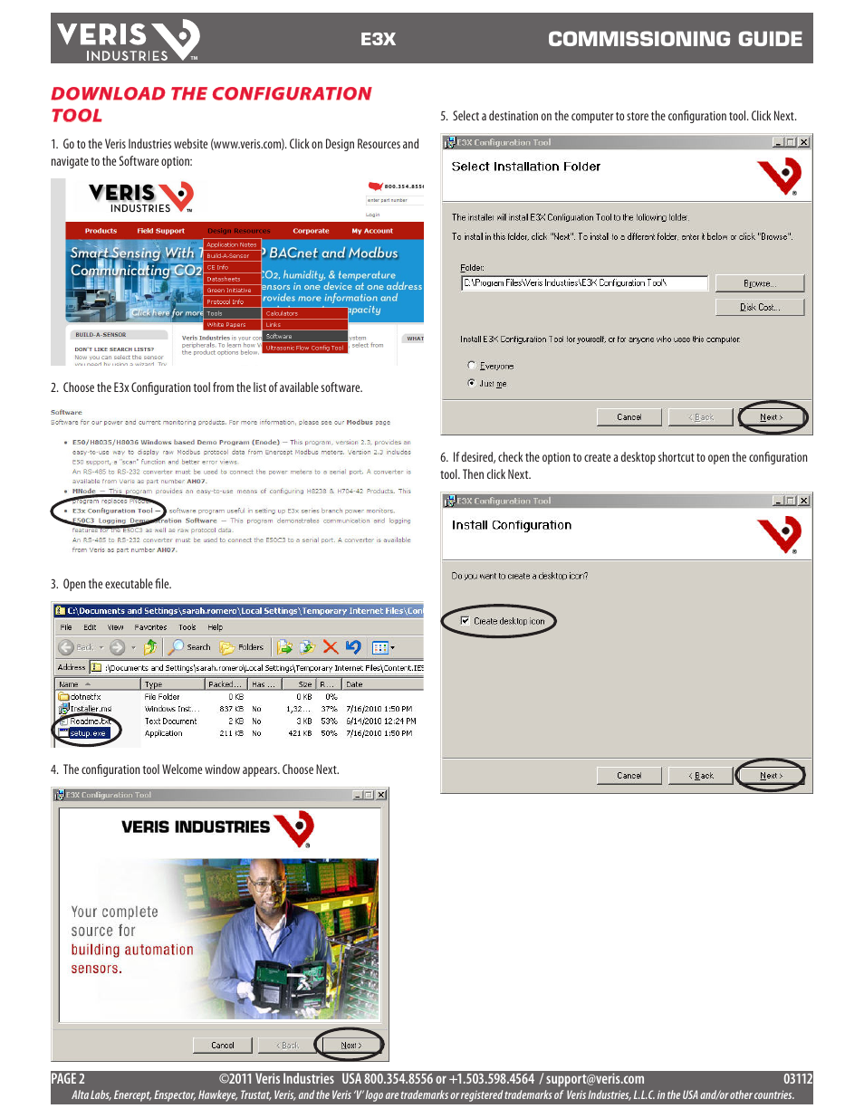 Commissioning guide, Download the configuration tool | Veris Industries E3X Commissioning Guide User Manual | Page 2 / 18