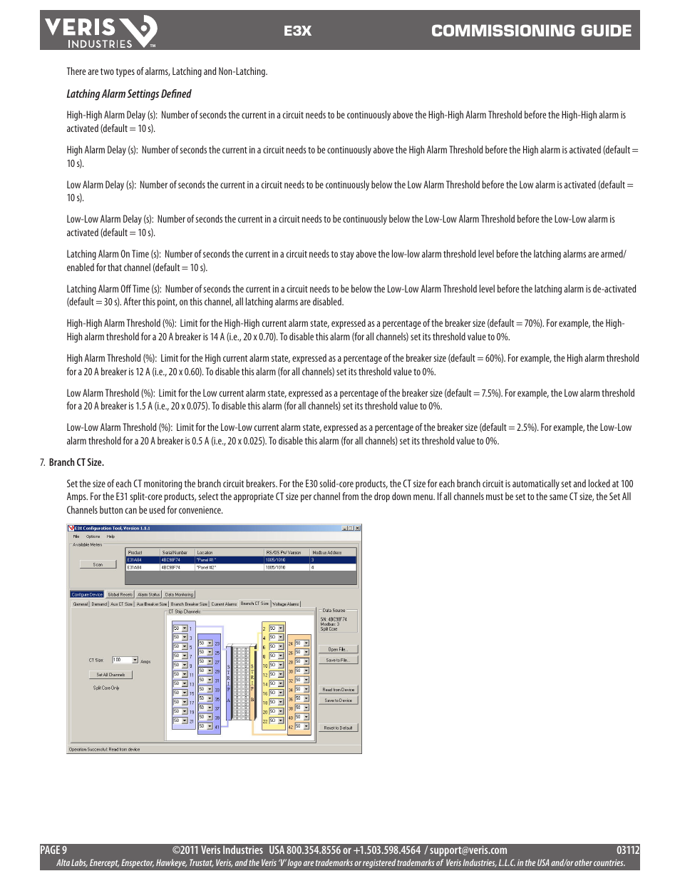 Commissioning guide | Veris Industries E3X Commissioning Guide User Manual | Page 9 / 18