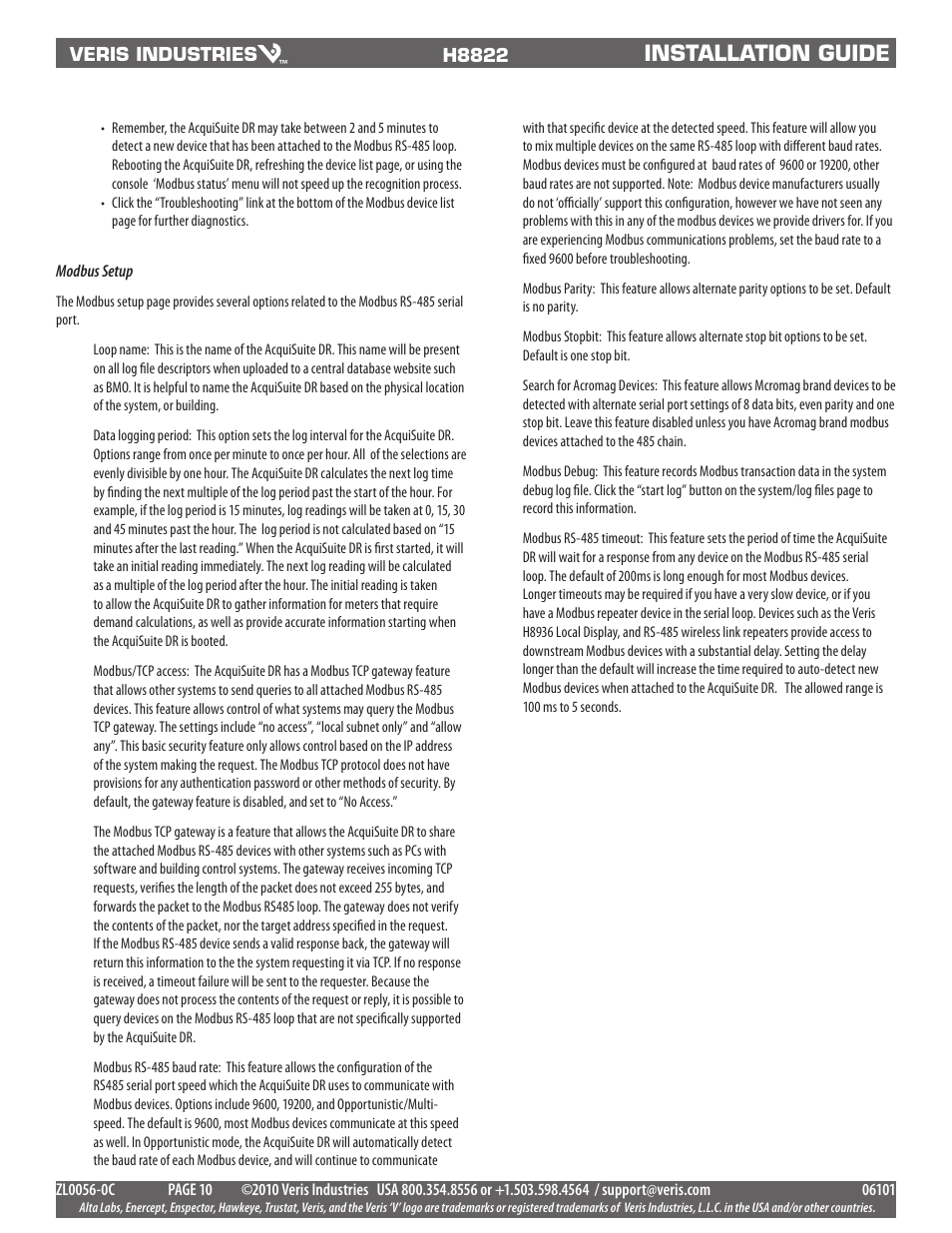 Installation guide | Veris Industries H8822 Install User Manual | Page 10 / 22