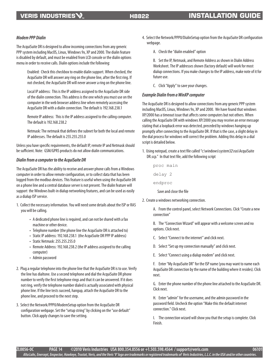 Installation guide | Veris Industries H8822 Install User Manual | Page 14 / 22