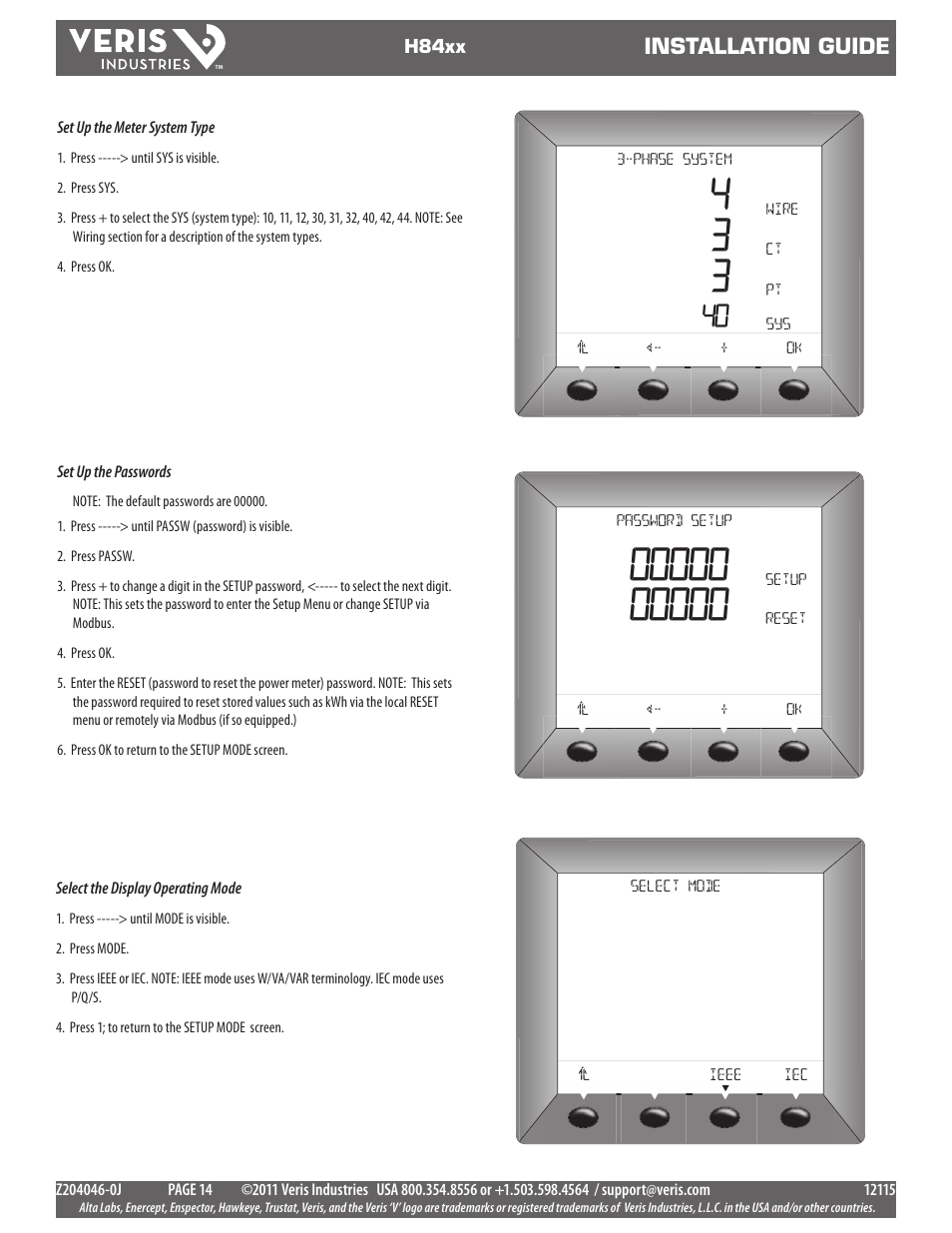 Installation guide | Veris Industries H84xx Install User Manual | Page 14 / 29