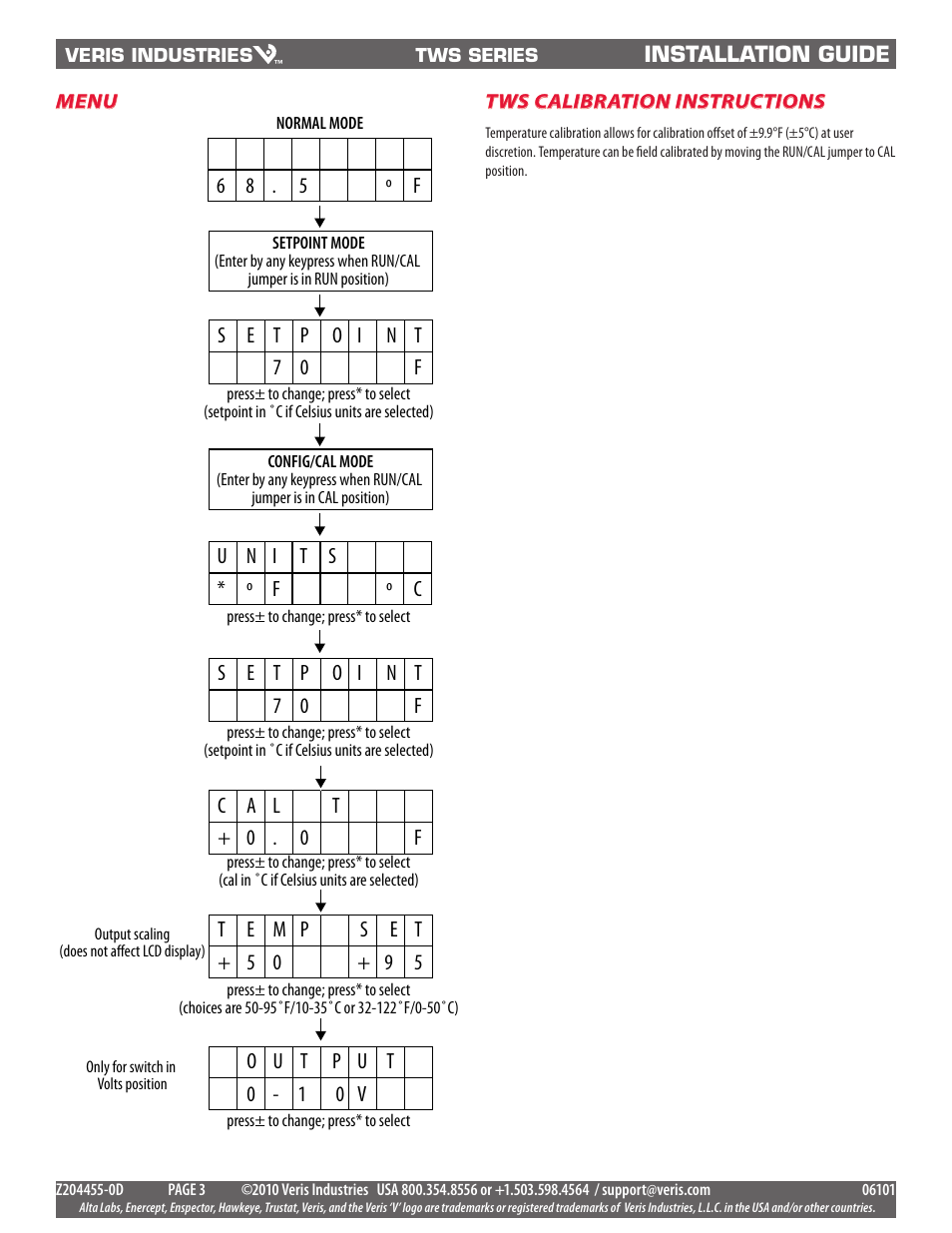 Veris Industries TWS SERIES Install User Manual | Page 3 / 3