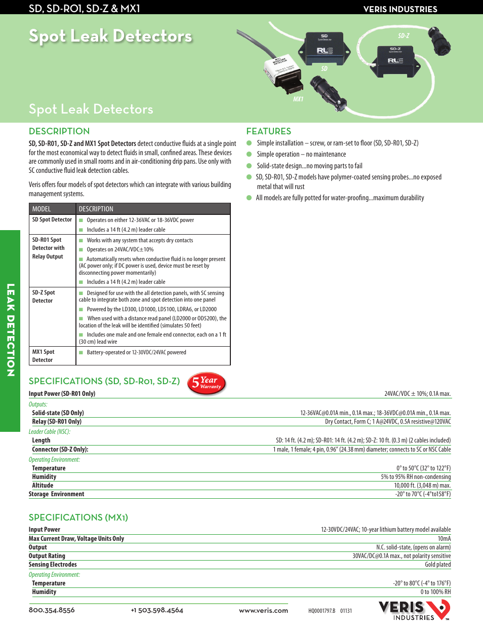Veris Industries MX1 Datasheet User Manual | 2 pages