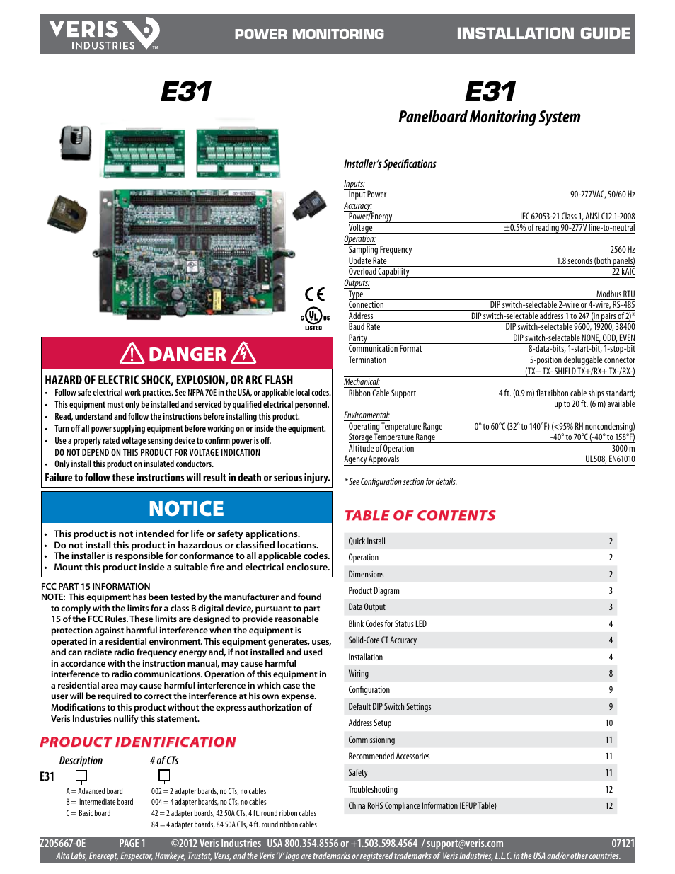 Veris Industries E31 Install User Manual | 12 pages