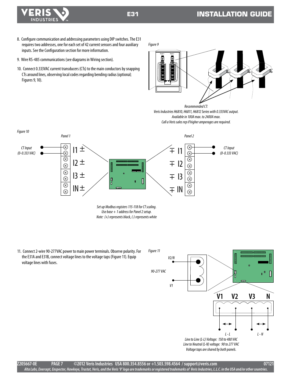 V1 v2 v3 n, Installation guide | Veris Industries E31 Install User Manual | Page 7 / 12