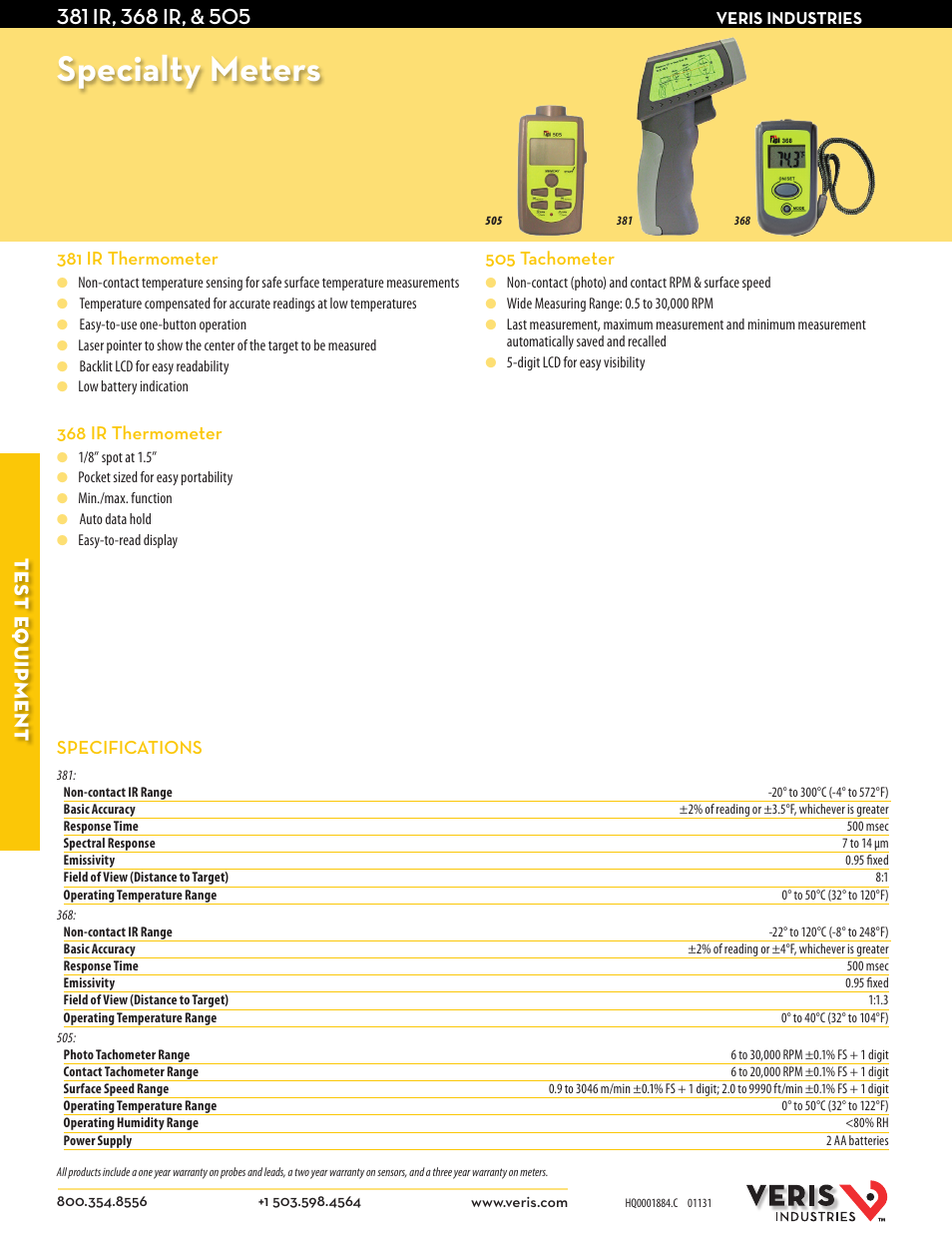 Veris Industries 381 IR Datasheet User Manual | 2 pages