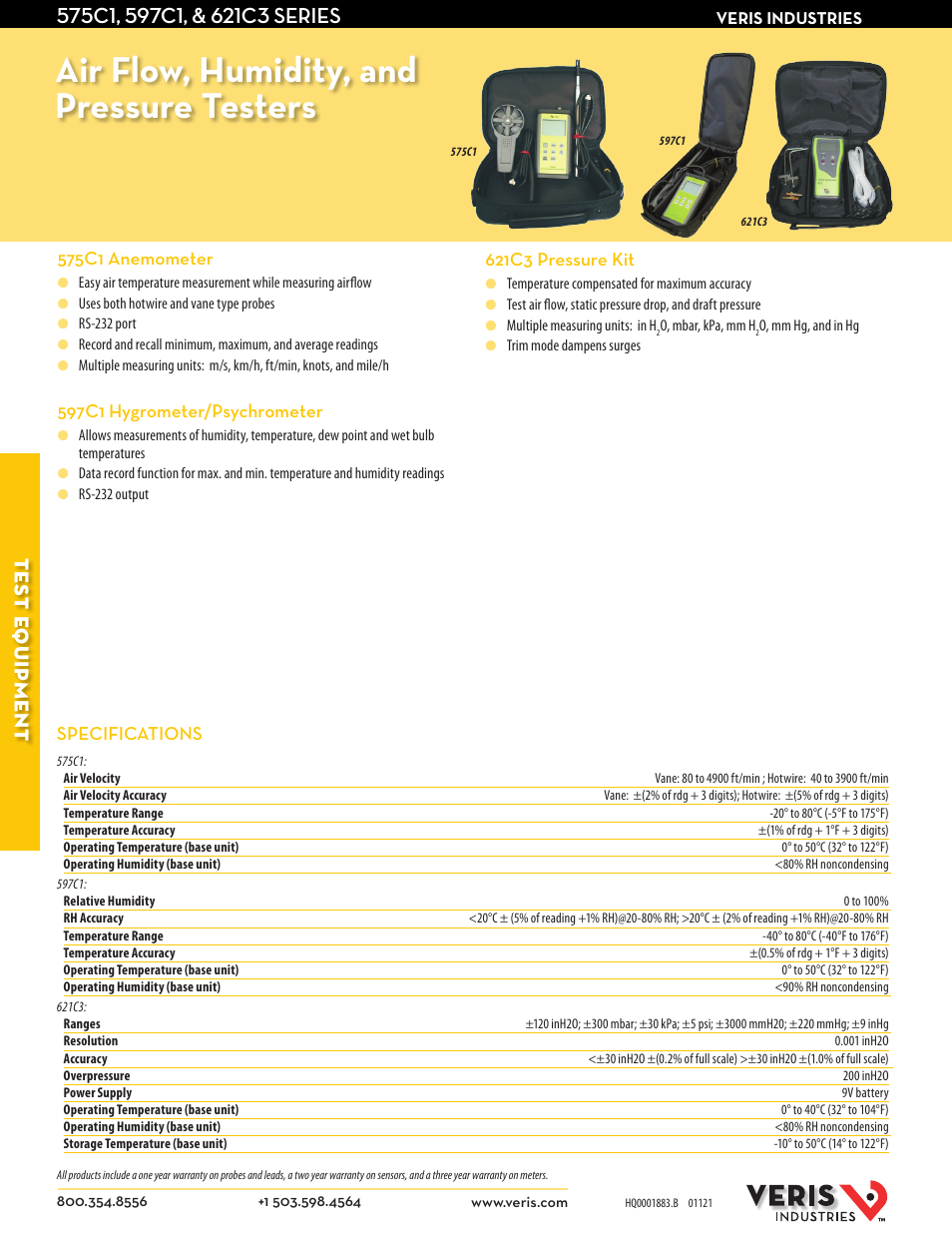 Veris Industries 621C3 SERIES Datasheet User Manual | 2 pages