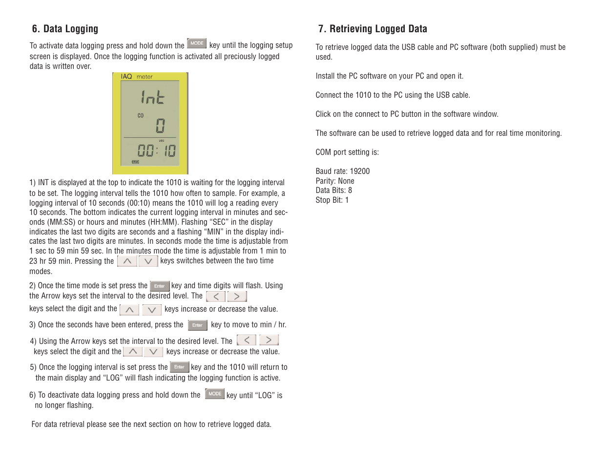 Data logging, Retrieving logged data | Veris Industries 1010 Manual User Manual | Page 8 / 11