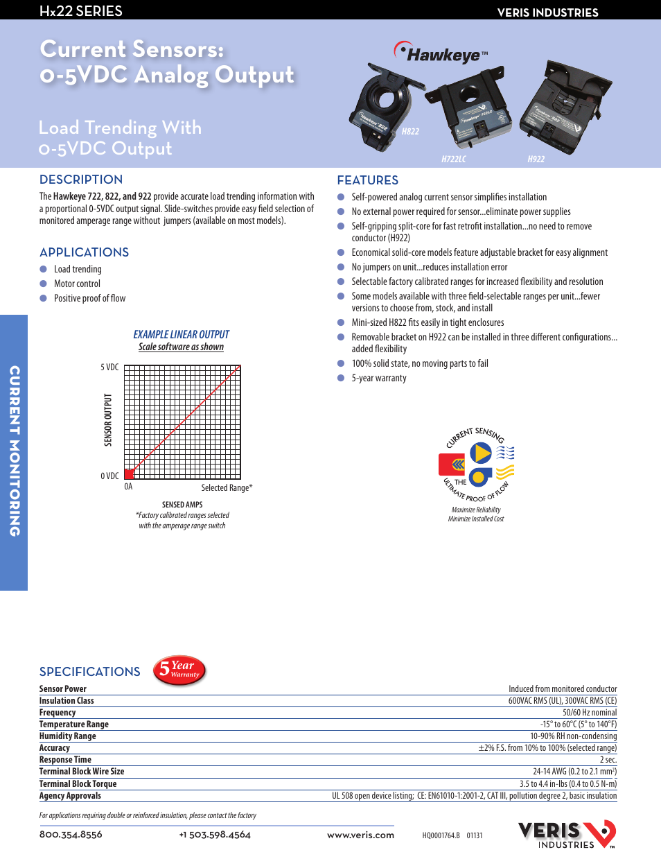 Veris Industries Hx22 SERIES Datasheet User Manual | 2 pages