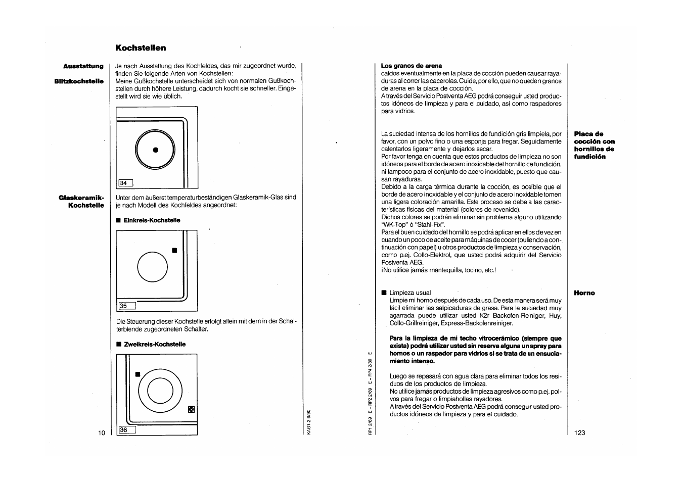 Kochstellen | AEG COMPETENCE 750 E CH User Manual | Page 10 / 45
