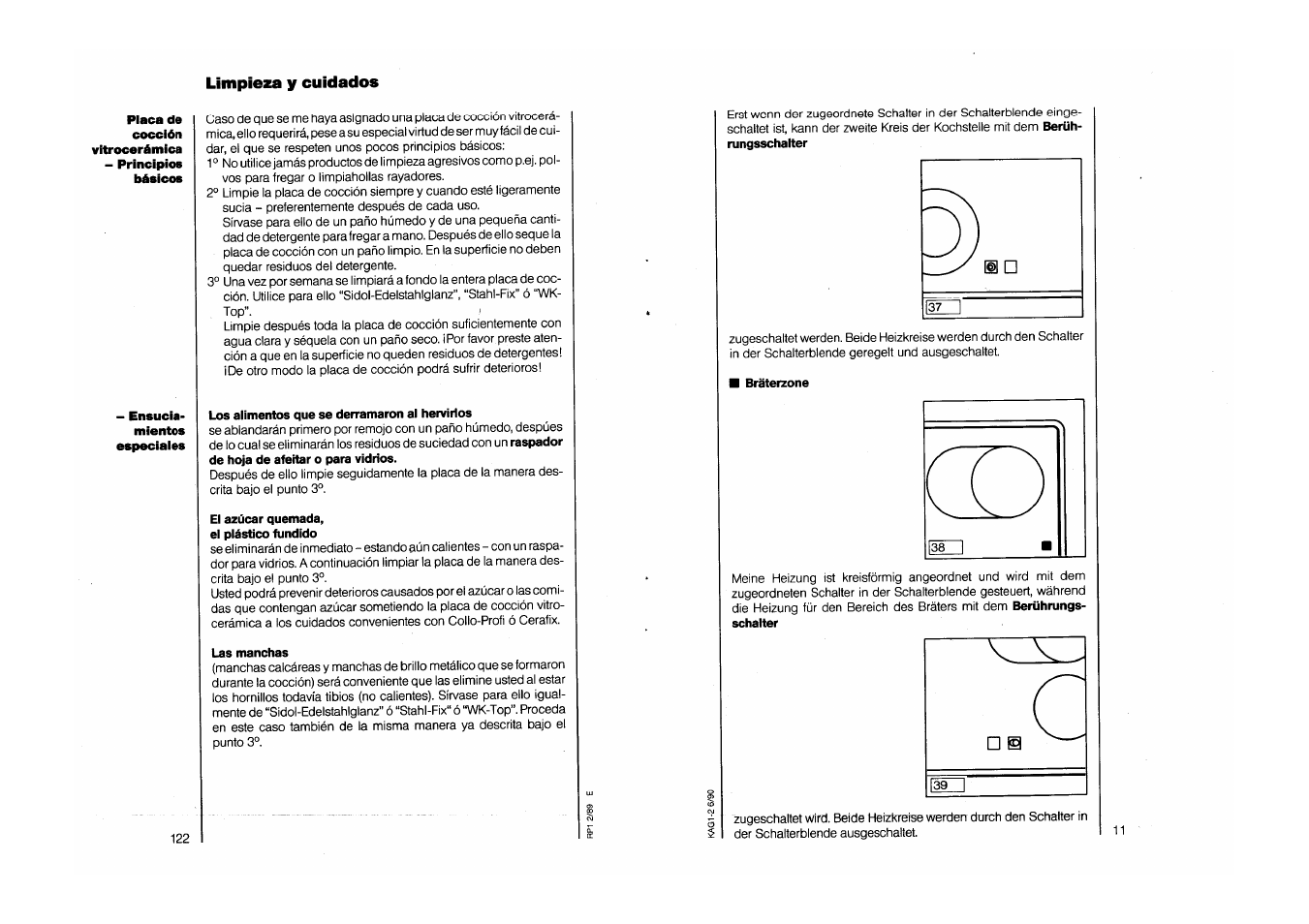 Limpieza y cuidados | AEG COMPETENCE 750 E CH User Manual | Page 11 / 45