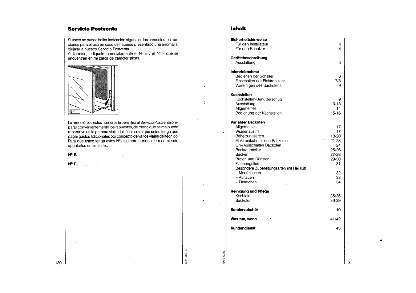 Servicio postventa, Inhalt | AEG COMPETENCE 750 E CH User Manual | Page 3 / 45