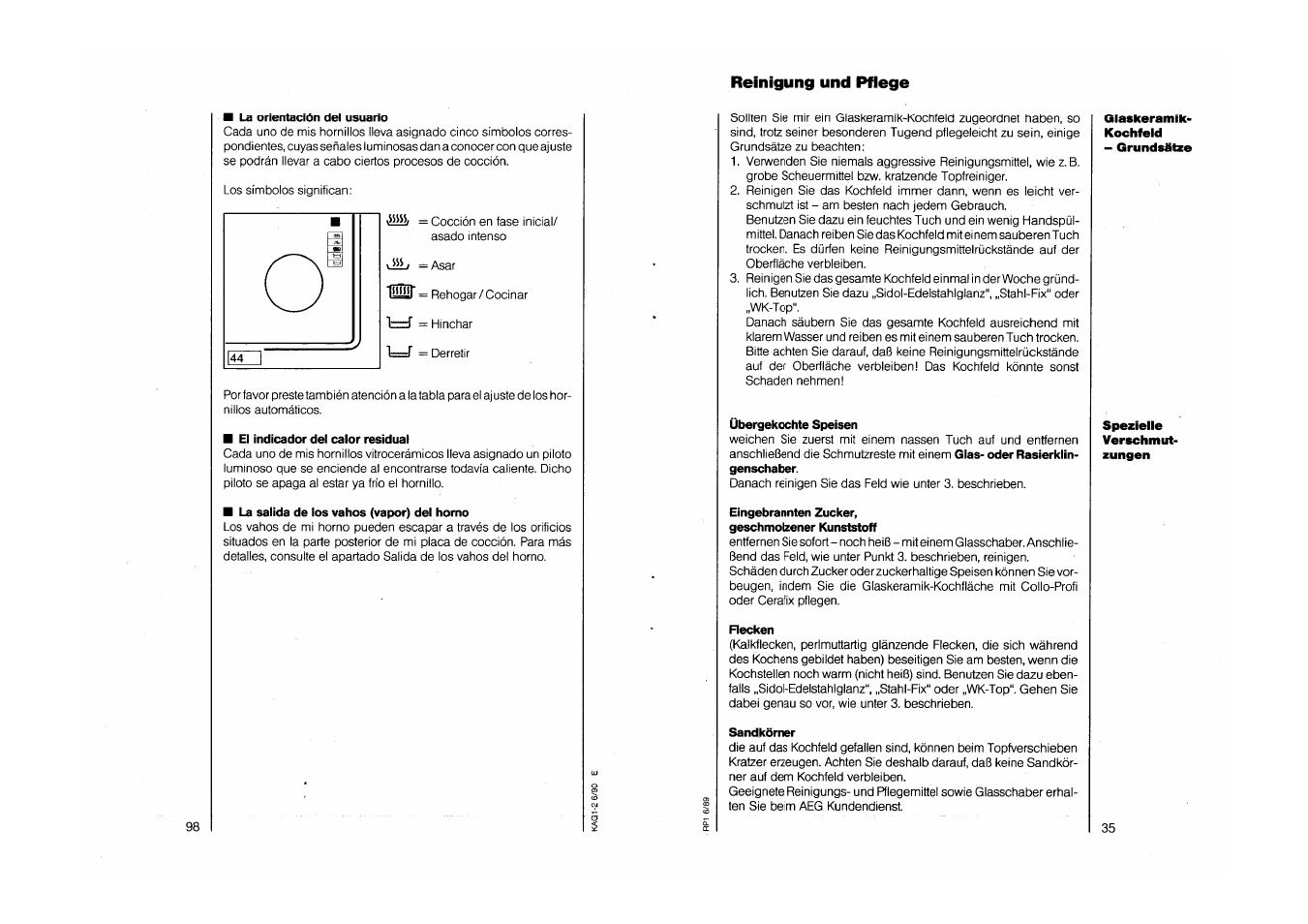 Reinigung und pflege | AEG COMPETENCE 750 E CH User Manual | Page 35 / 45