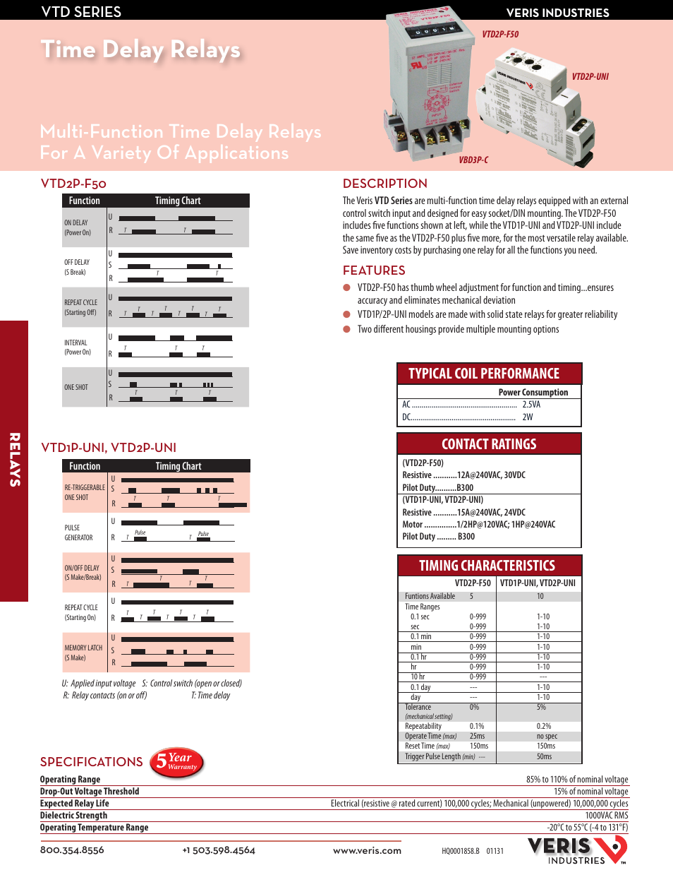 Veris Industries VTD SERIES Datasheet User Manual | 2 pages