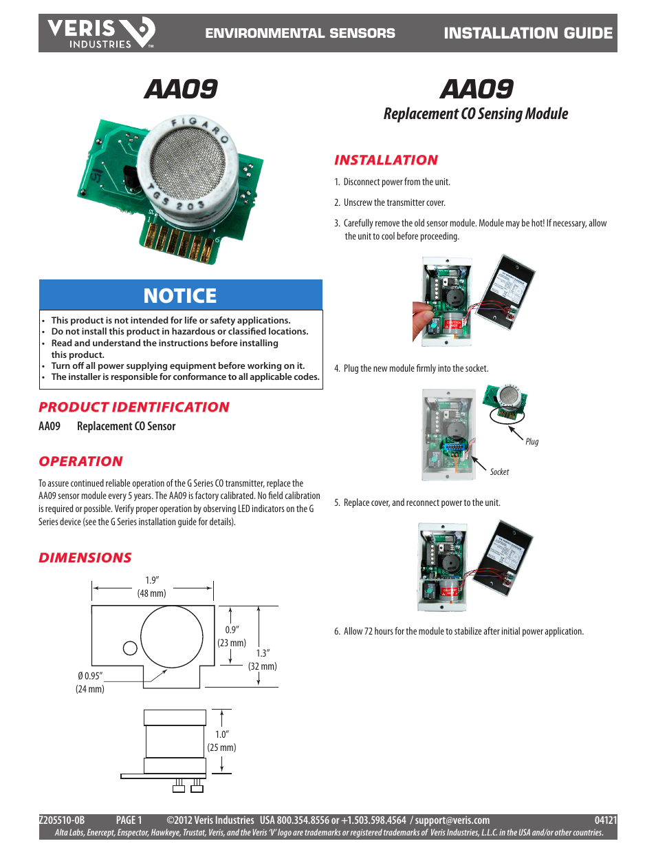 Veris Industries AA09 Install User Manual | 1 page