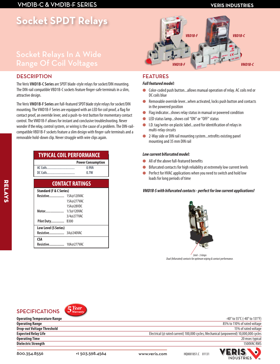Veris Industries VMD1B-C SERIES Datasheet User Manual | 2 pages