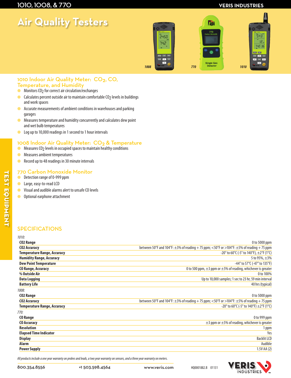 Veris Industries 1010 Datasheet User Manual | 2 pages