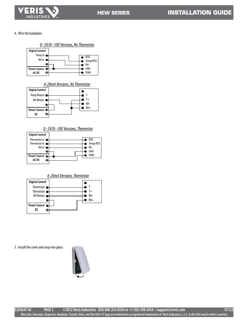 Installation guide, Hew series | Veris Industries HEW SEriES Install User Manual | Page 3 / 3