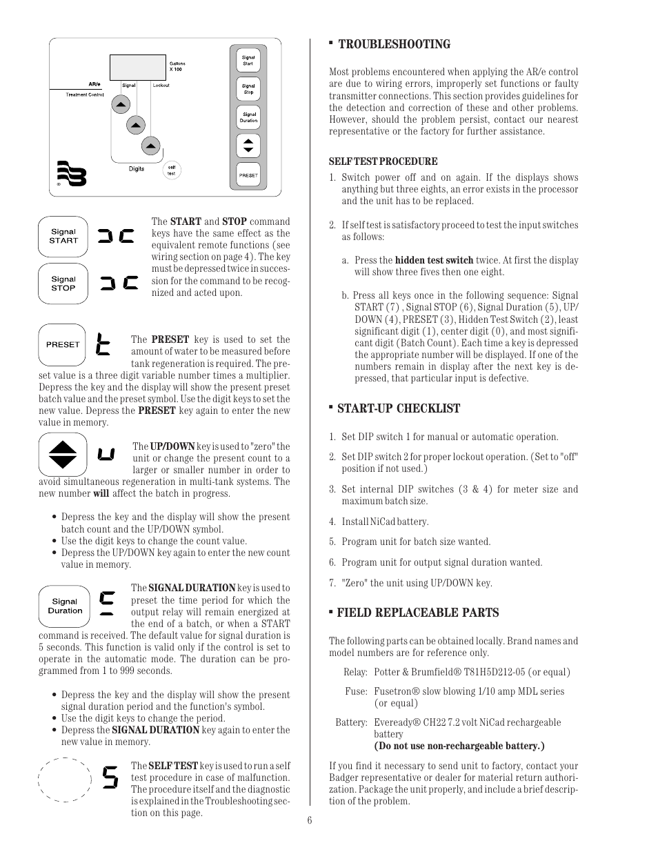 Troubleshooting, Start-up checklist, Field replaceable parts | Veris Industries RTR Install User Manual | Page 6 / 8