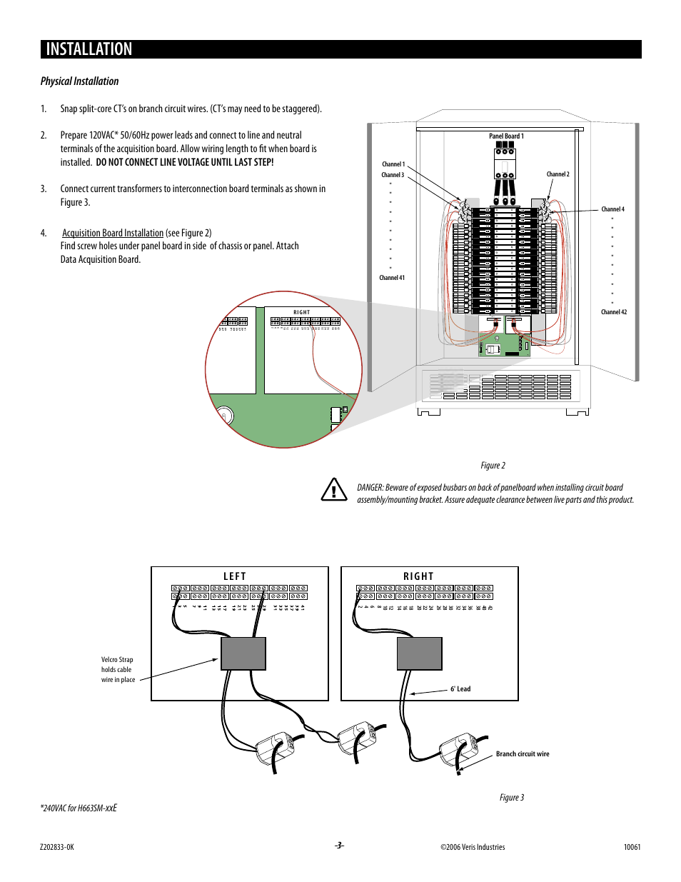 Installation, Physical installation | Veris Industries H663 SERIES Install User Manual | Page 3 / 8