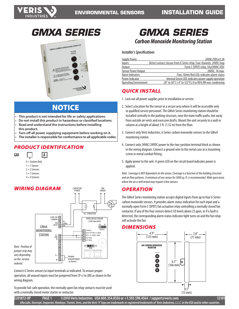 Veris Industries GMxA SERIES Install User Manual | 1 page
