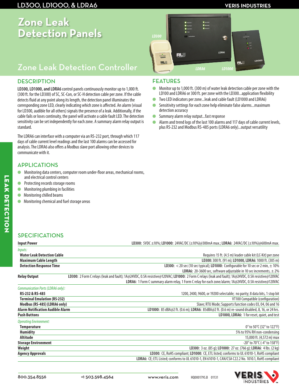 Veris Industries LDRA6 Datasheet User Manual | 2 pages