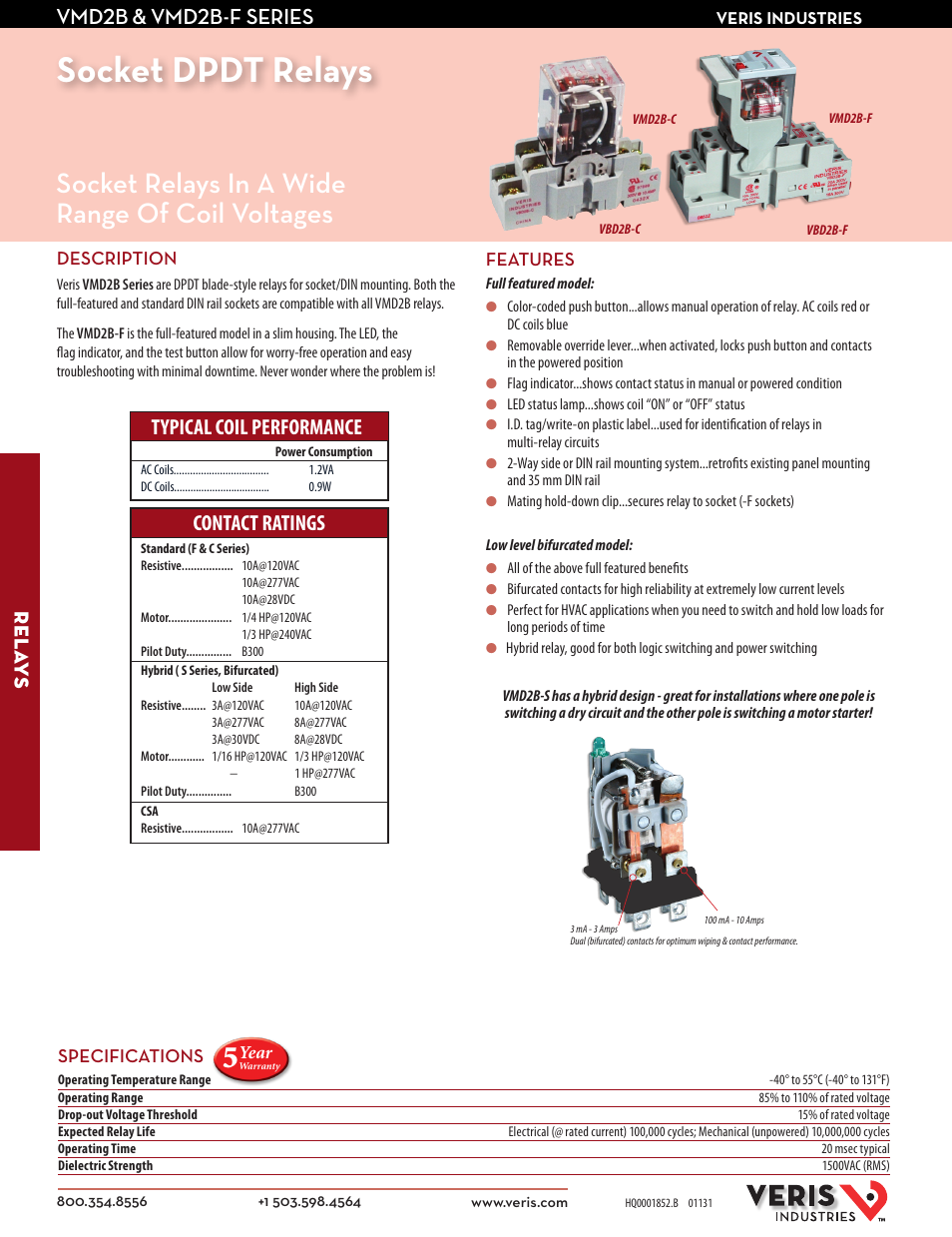 Veris Industries VMD2B-F SERIES Datasheet User Manual | 2 pages