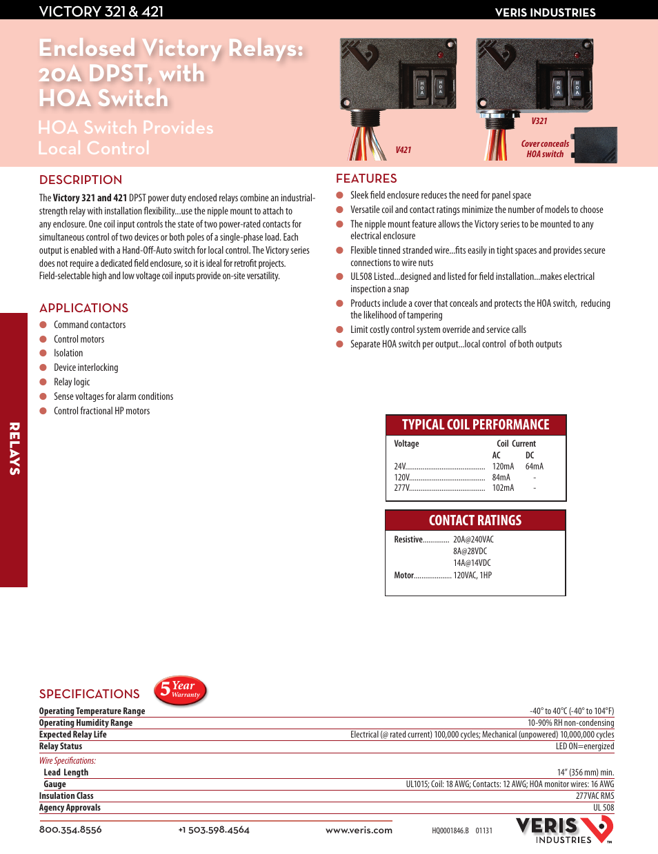 Veris Industries V321 Datasheet User Manual | 2 pages