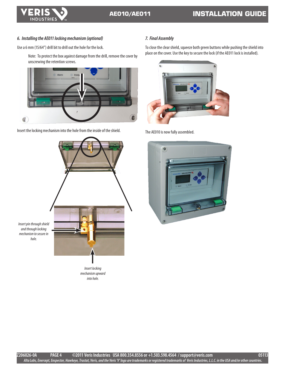 Installation guide | Veris Industries AE011 Install User Manual | Page 4 / 4