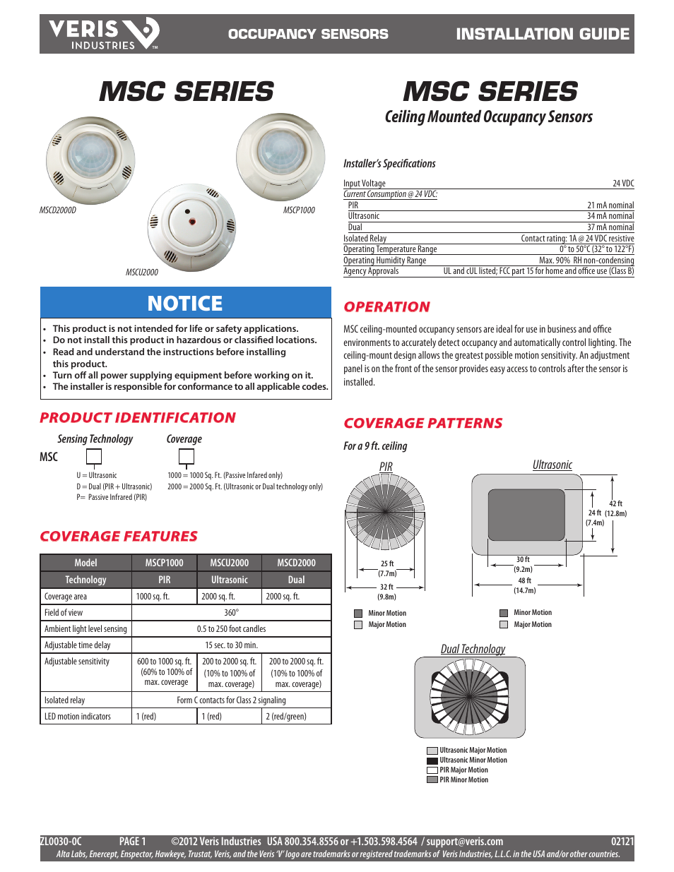 Veris Industries MSC SERIES Install User Manual | 3 pages