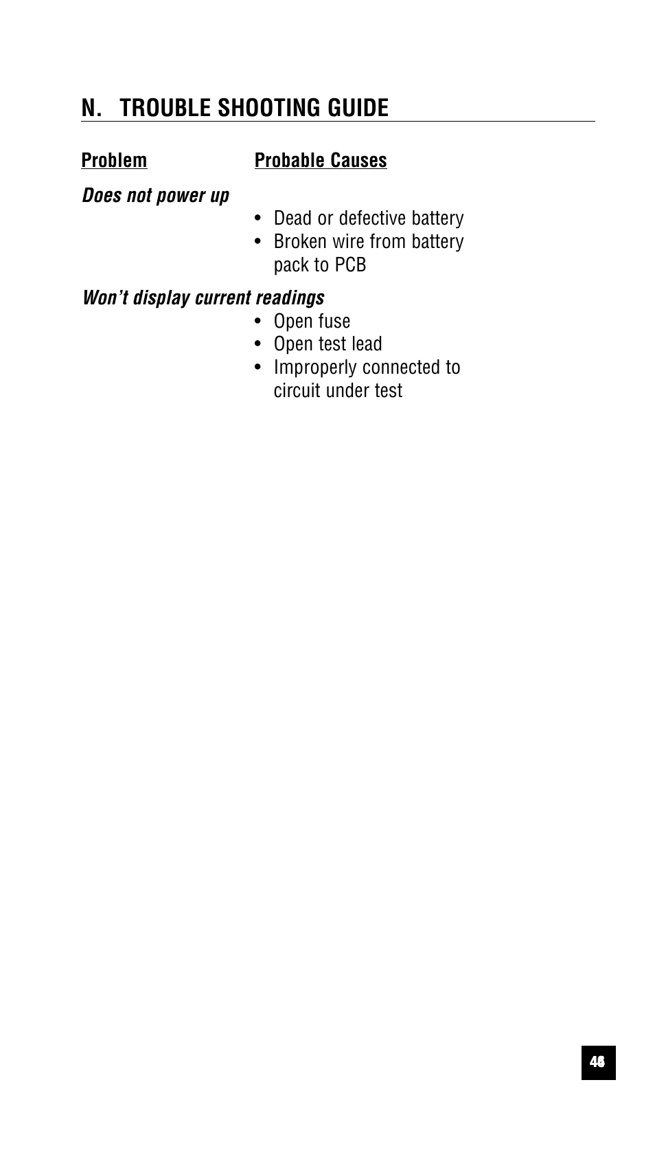 N. trouble shooting guide | Test Products International 440 User Manual | Page 45 / 46