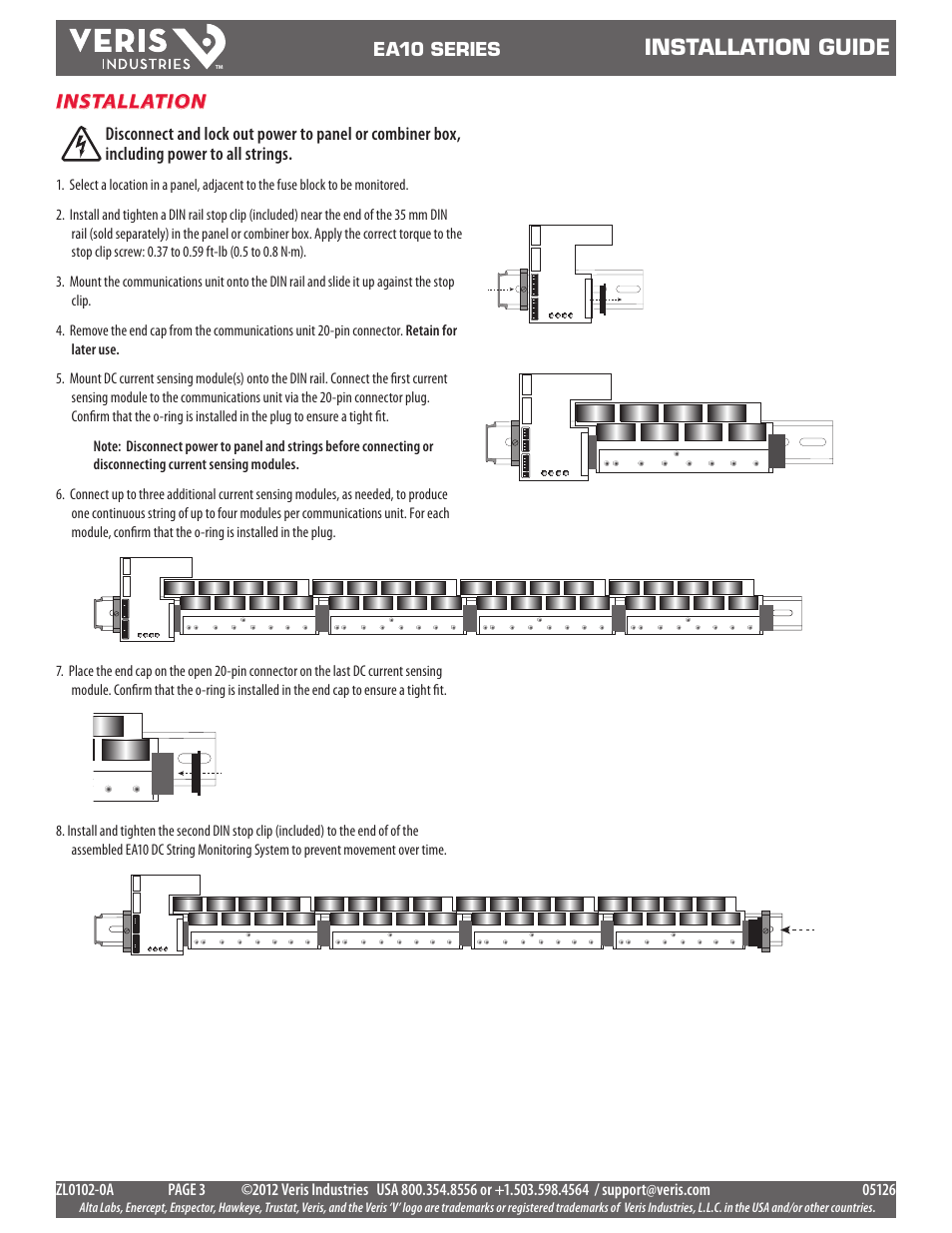 Installation guide, Installation | Veris Industries EA10 SERIES Install User Manual | Page 3 / 15
