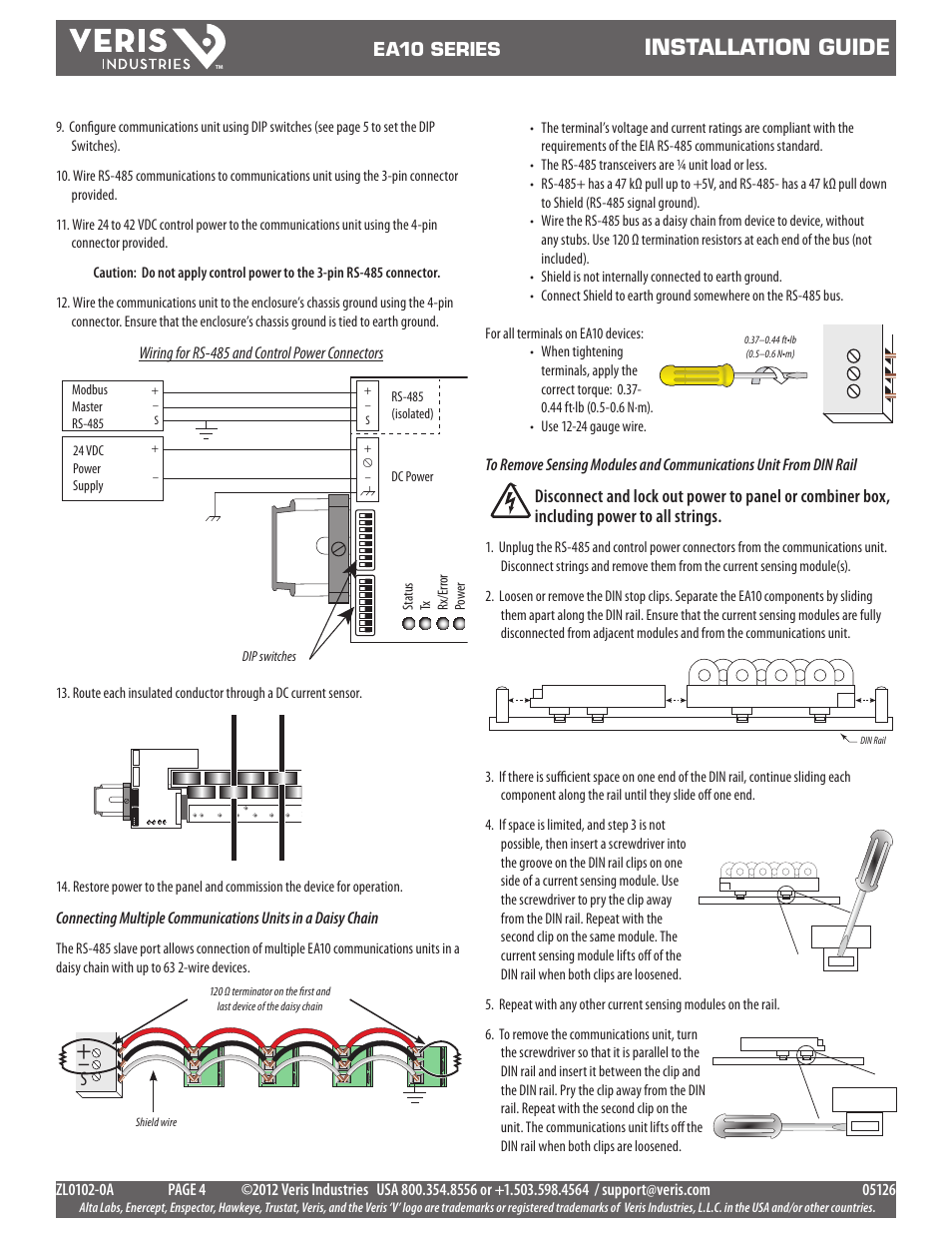 Installation guide, Ea10 series | Veris Industries EA10 SERIES Install User Manual | Page 4 / 15