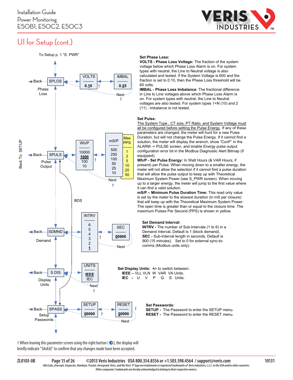 Ui for setup (cont.) | Veris Industries E50C3 Install User Manual | Page 15 / 26