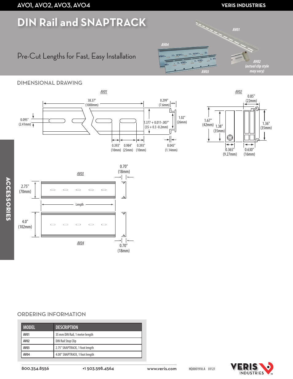 Veris Industries AV04 Datasheet User Manual | 1 page