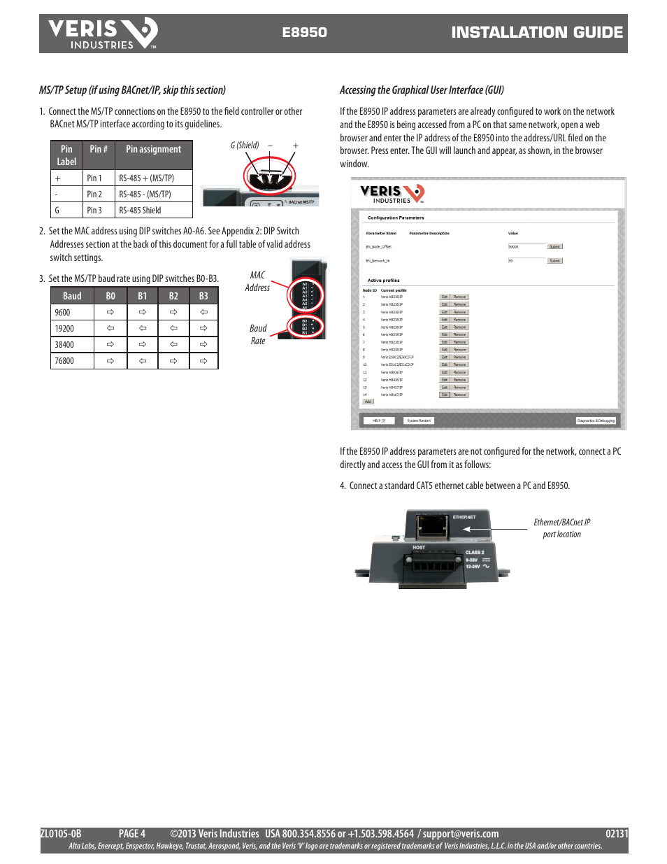 Installation guide | Veris Industries E8950 Install User Manual | Page 4 / 83
