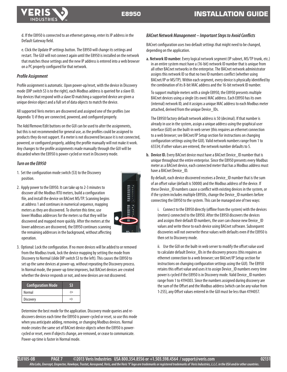 Installation guide | Veris Industries E8950 Install User Manual | Page 7 / 83